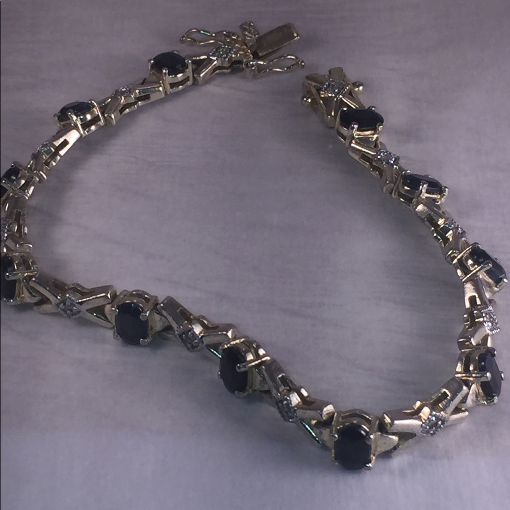 Sterling Silver Sapphire and Diamond Bracelet